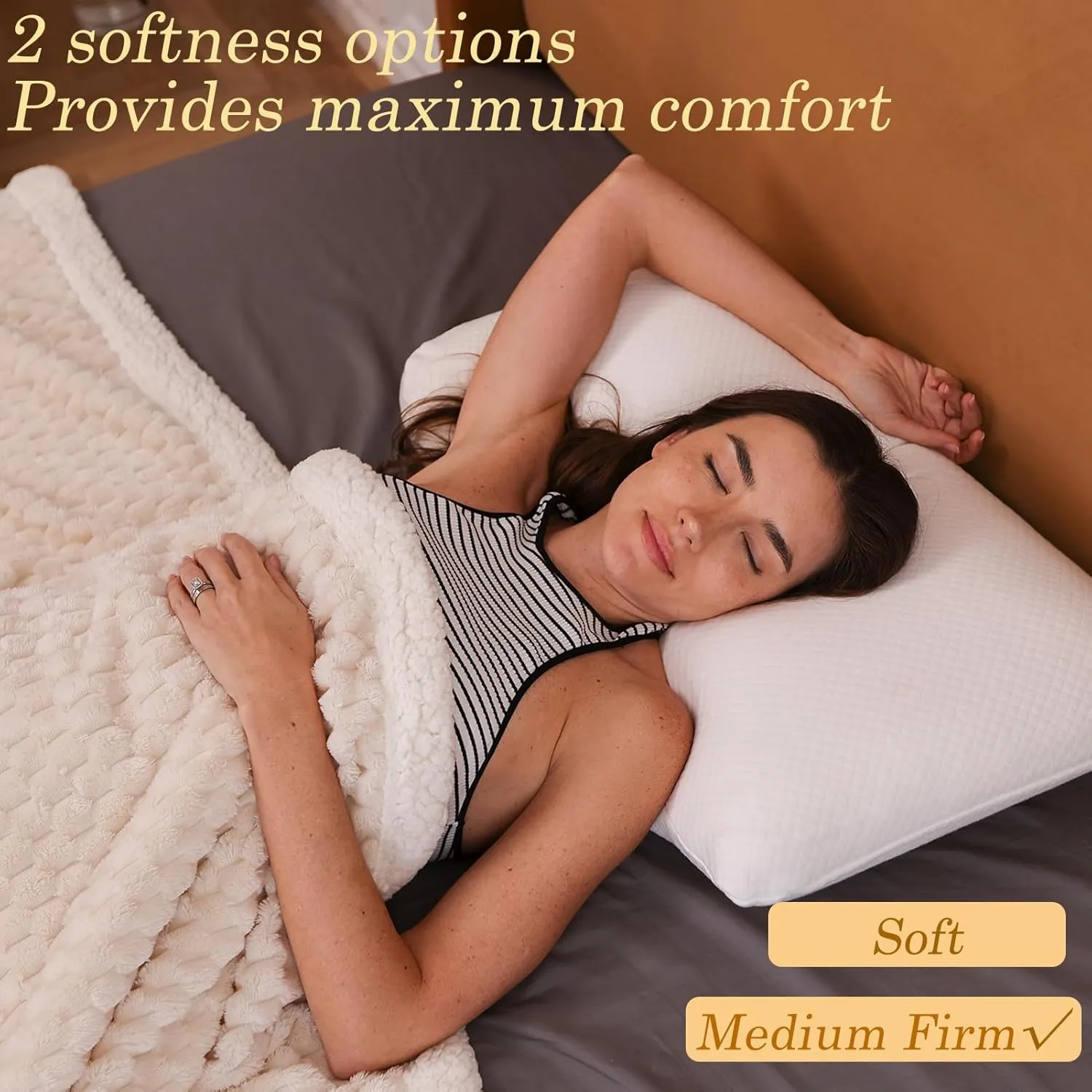 100% Natural Talalay Premium Latex Pillow, Removable Cotton Cover Bed Pillows for Sleeping (Medium Firm Latex, Standard)