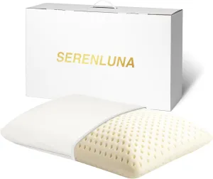 100% Natural Talalay Premium Latex Pillow, Removable Cotton Cover Bed Pillows for Sleeping (Medium Firm Latex, Standard)