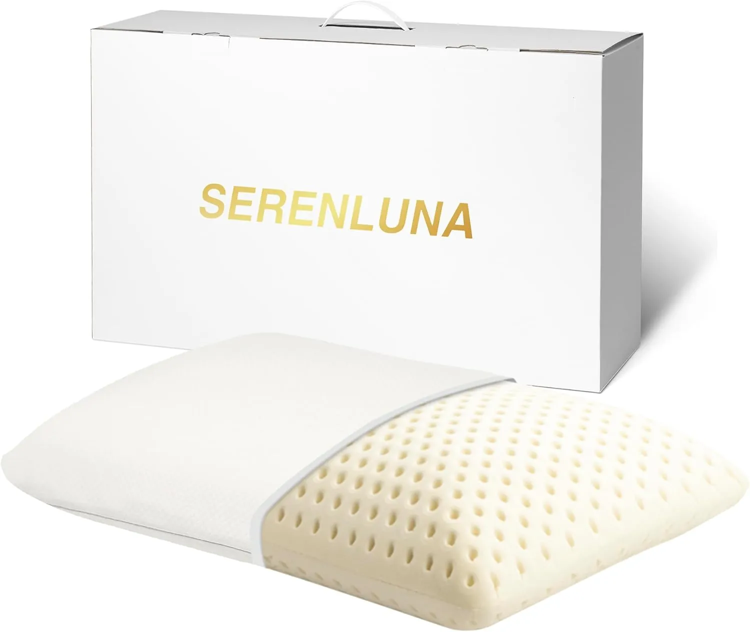 100% Natural Talalay Premium Latex Pillow, Removable Cotton Cover Bed Pillows for Sleeping (Medium Firm Latex, Standard)