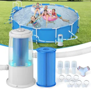 1000 Gallon Above Ground Pool Filter Pump, 10H Timer Upgraded Filter Pump for Above Ground Pool for Water Clean & Clarity, 1000 GPH Swimming Pool Pumps Above Ground