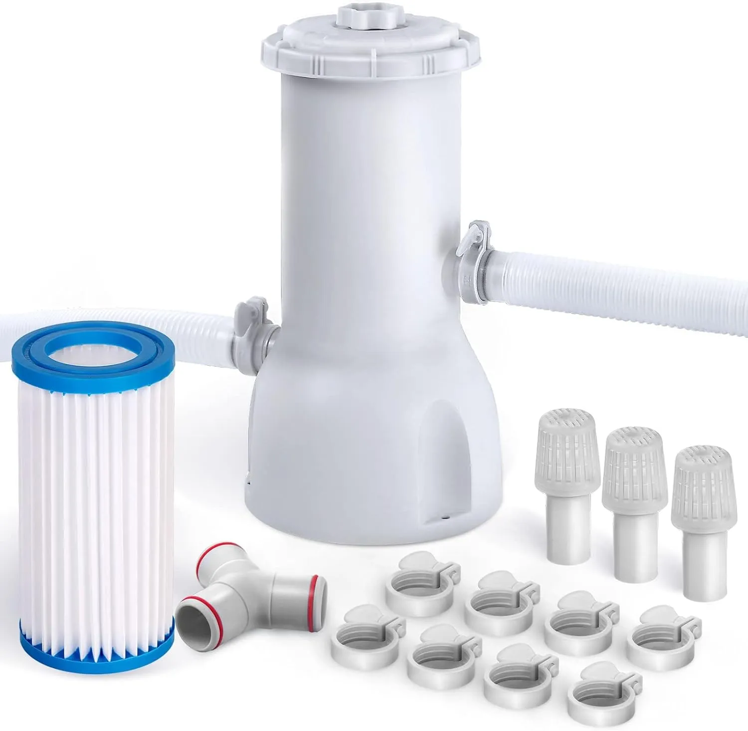 1000 Gallons Pool Filter Pump Above Ground, Swimming Pool Filter Cartridge Pump, Electric Pool Filters Pumps for Pools Sand Cleaning Tool Set, 1000 GPH Pools Pumps Above Ground