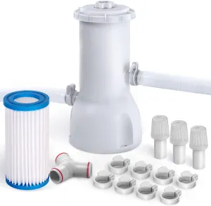 1000 Gallons Pool Filter Pump Above Ground, Swimming Pool Filter Cartridge Pump, Electric Pool Filters Pumps for Pools Sand Cleaning Tool Set, 1000 GPH Pools Pumps Above Ground