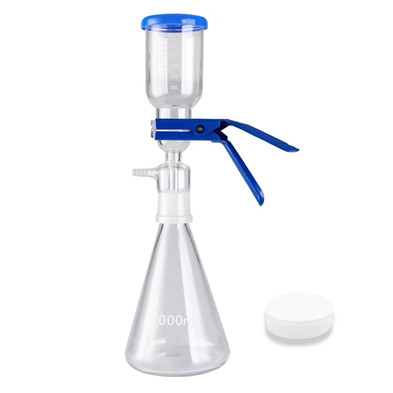 1000mL Lab Vacuum Filtration Distillation Apparatus, Glass Suction Filtering Kit, with 1000mL Filtering Flask, 300mL Graduated Funnel with 100 Pieces of Filter Paper