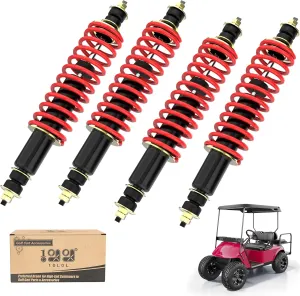 10L0L Golf Cart Front/Rear Absorber Shocks, Upgrade Coil Overload Heavy Duty Shock Absorber for EZGO TXT Medalist 1994-UP Gas or Electric, OEM#70928-G01 70630-G01 76418-G01(Red & Blue)