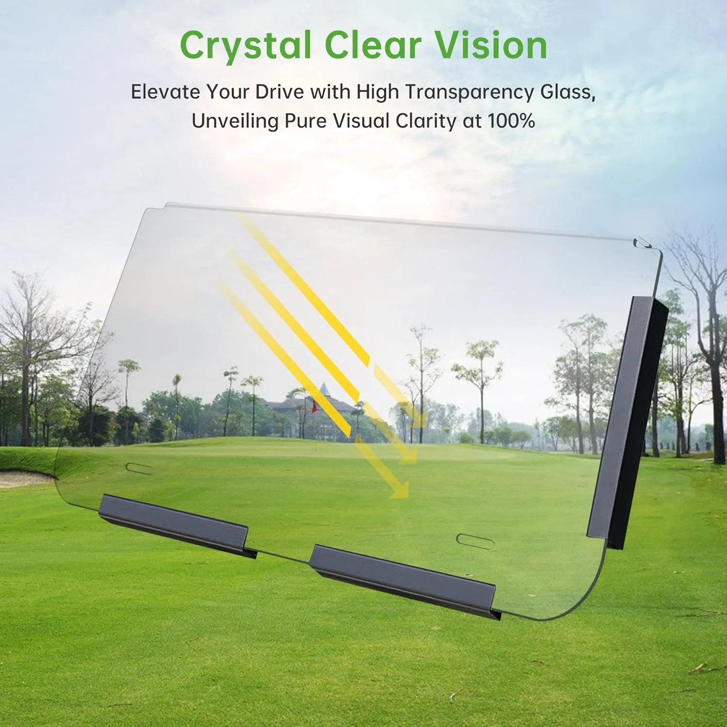 10L0L Golf Cart HD Windshield for Club Car DS 2000.05-UP,HD Shatterproof & Foldable Windproof Windshield (Integrated, Clean)