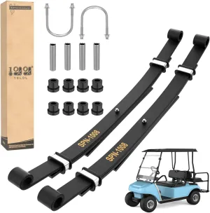 10L0L Golf Cart Rear Leaf Springs for Club Car DS 1981-UP Gas & Electric Models, Heavy Duty 3-Leaf Spring Set with Bushings Sleeves and U Bolt Kit