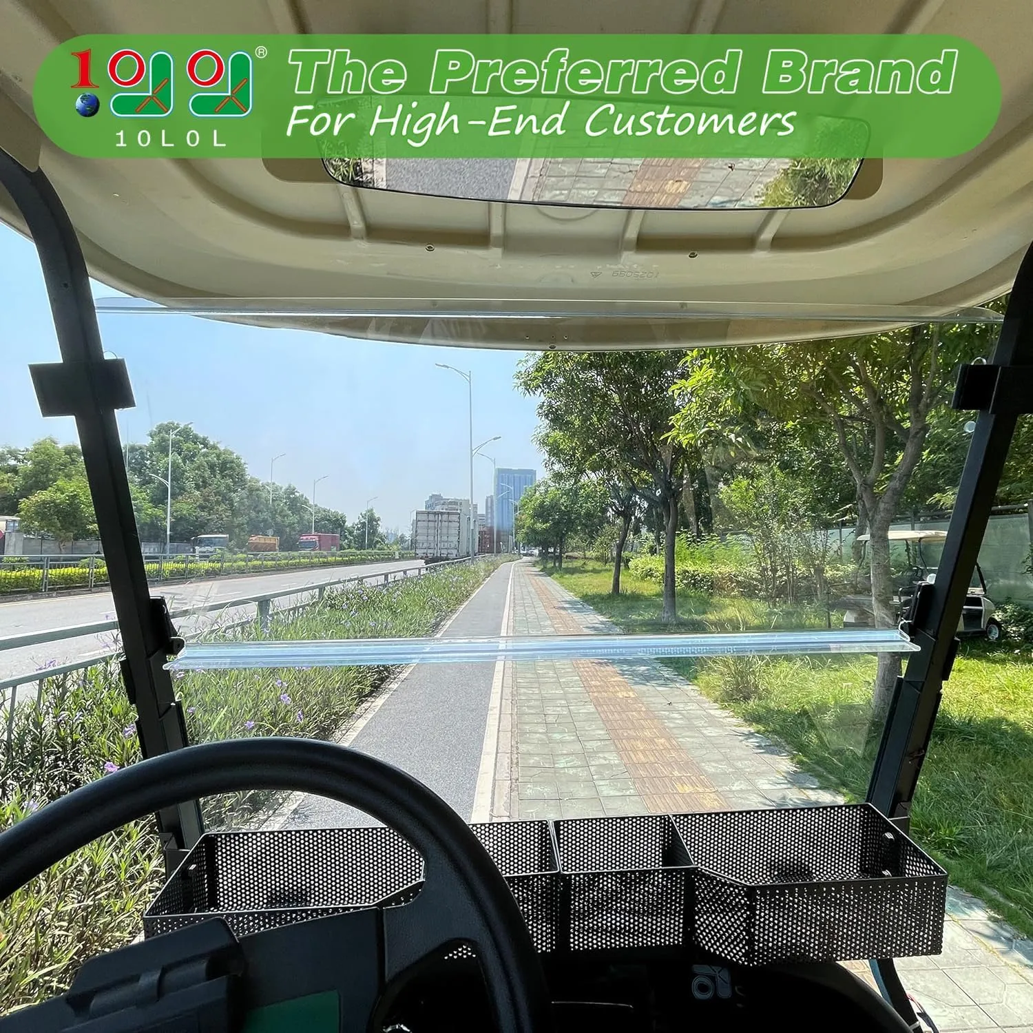 10L0L Golf Cart Windshield - Clear/Tinted Foldable Golf Cart Windshield Fits Club Car Precedent, Tempo, Onward 2004-Up Gas and Electric - Fold Down Front Windshield Impact Resistant 37.5" W X 33.6" H