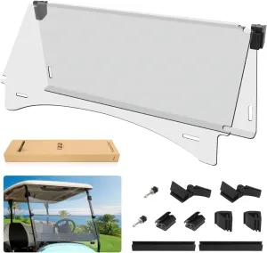 10L0L Golf Cart Windshield - Clear/Tinted Foldable Golf Cart Windshield Fits Club Car Precedent, Tempo, Onward 2004-Up Gas and Electric - Fold Down Front Windshield Impact Resistant 37.5" W X 33.6" H