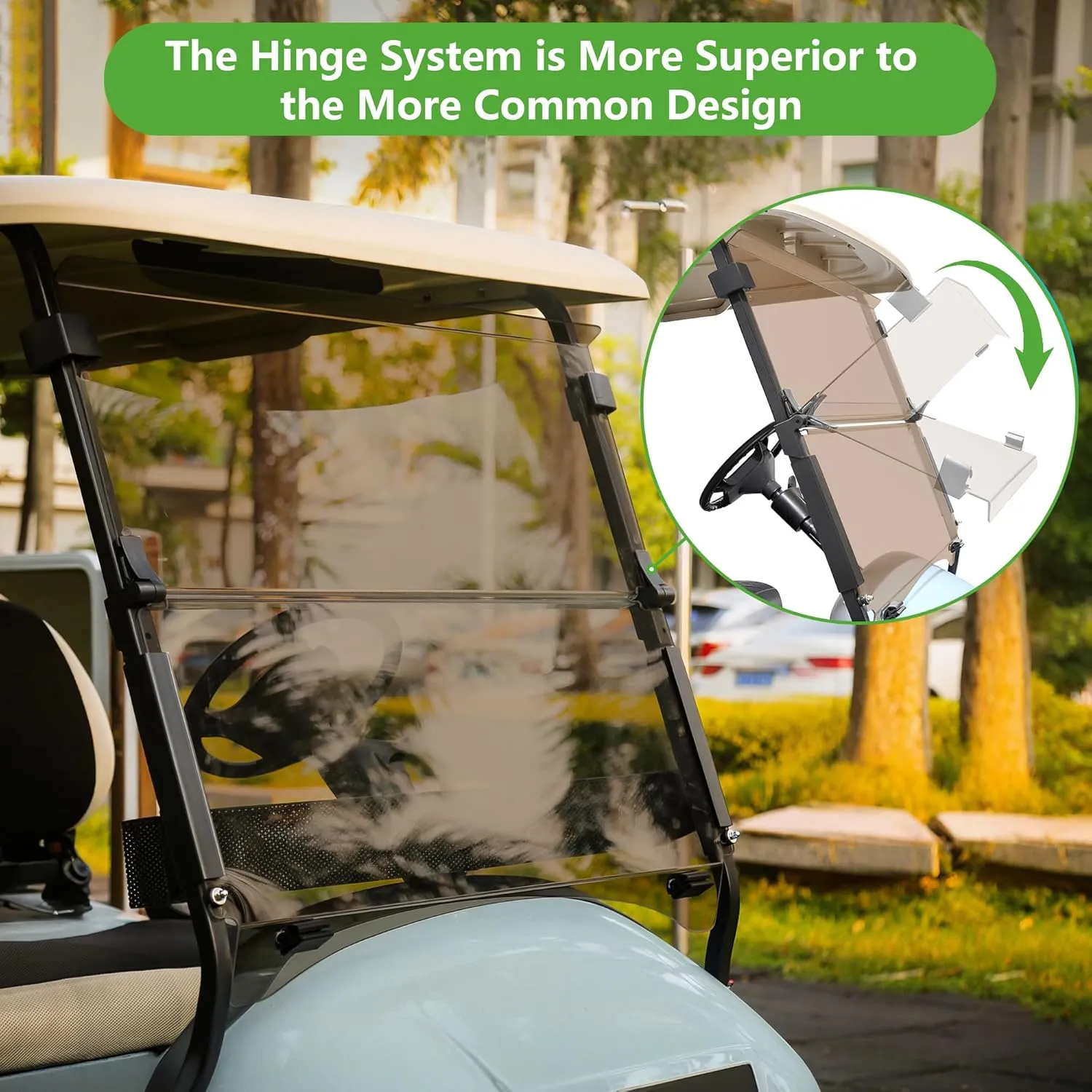 10L0L Golf Cart Windshield for Club Car Precedent 2004-Up, Tempo, 2017-Up Onward, Clear/Tinted Fold Down Club Car Windshield Anti-UV Impact Resistant - 37.5" W X 33.6" H