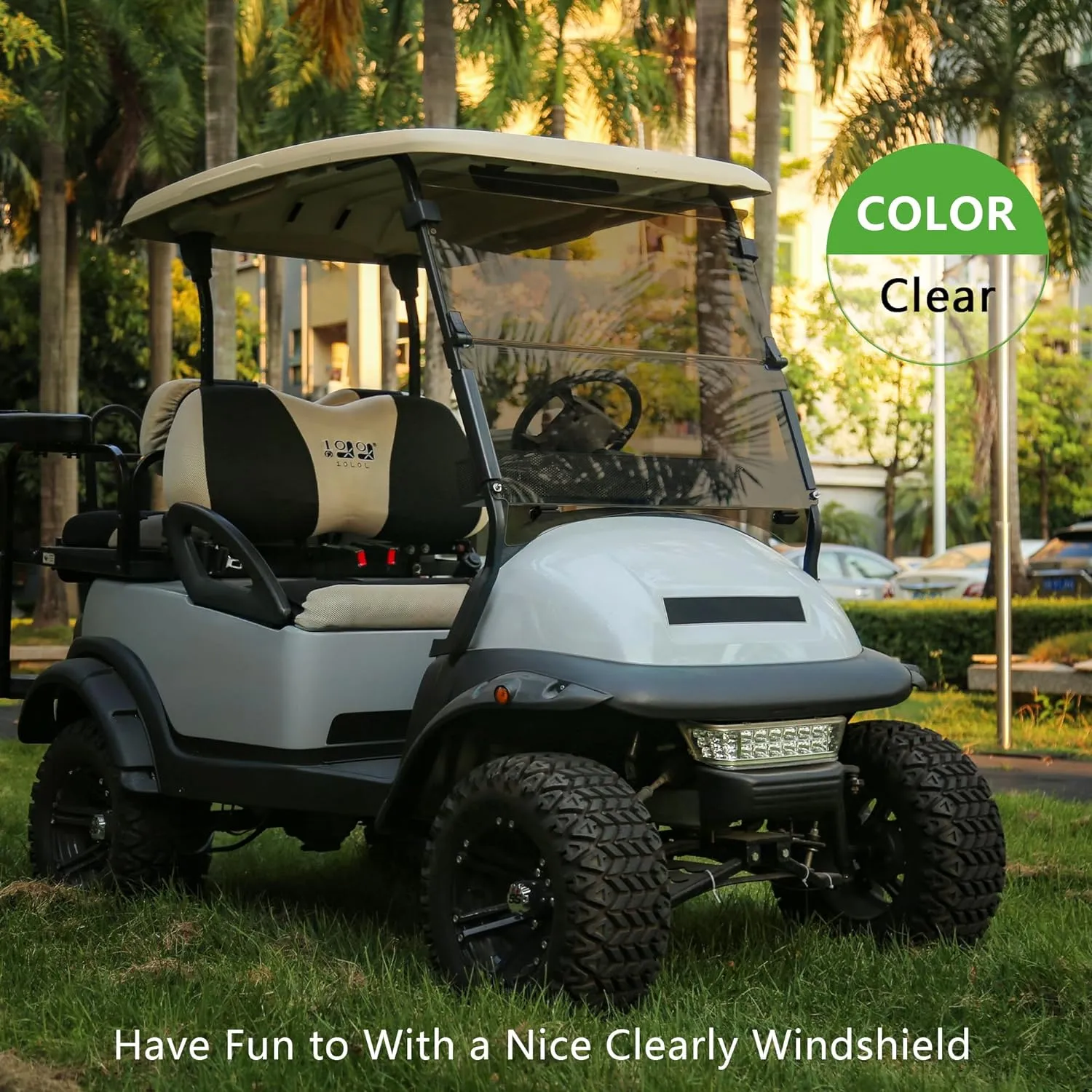 10L0L Golf Cart Windshield for Club Car Precedent 2004-Up, Tempo, 2017-Up Onward, Clear/Tinted Fold Down Club Car Windshield Anti-UV Impact Resistant - 37.5" W X 33.6" H