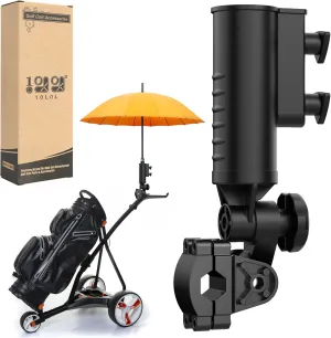 10L0L Heavy Duty Golf Push Cart Umbrella Holder - 180° Adjustable Aluminum Base for Golf Carts, Strollers, Wheelchairs & Bikes | Universal Mounting Design