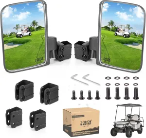 10L0L No-Drill Golf Cart Mirrors - Universal Fit for Yamaha, EZGO, Club Car | Foldable & Vibration-Proof