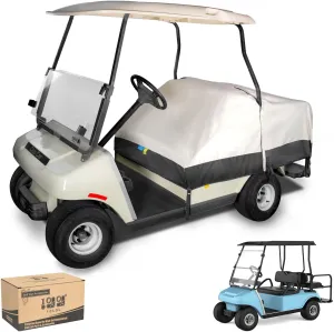 10L0L Waterproof Golf Cart Seat Cover for Yamaha EZGO Club Car, 4 Passenger Universal Fit, Keep Seats Dry and Protected - Beige and Black