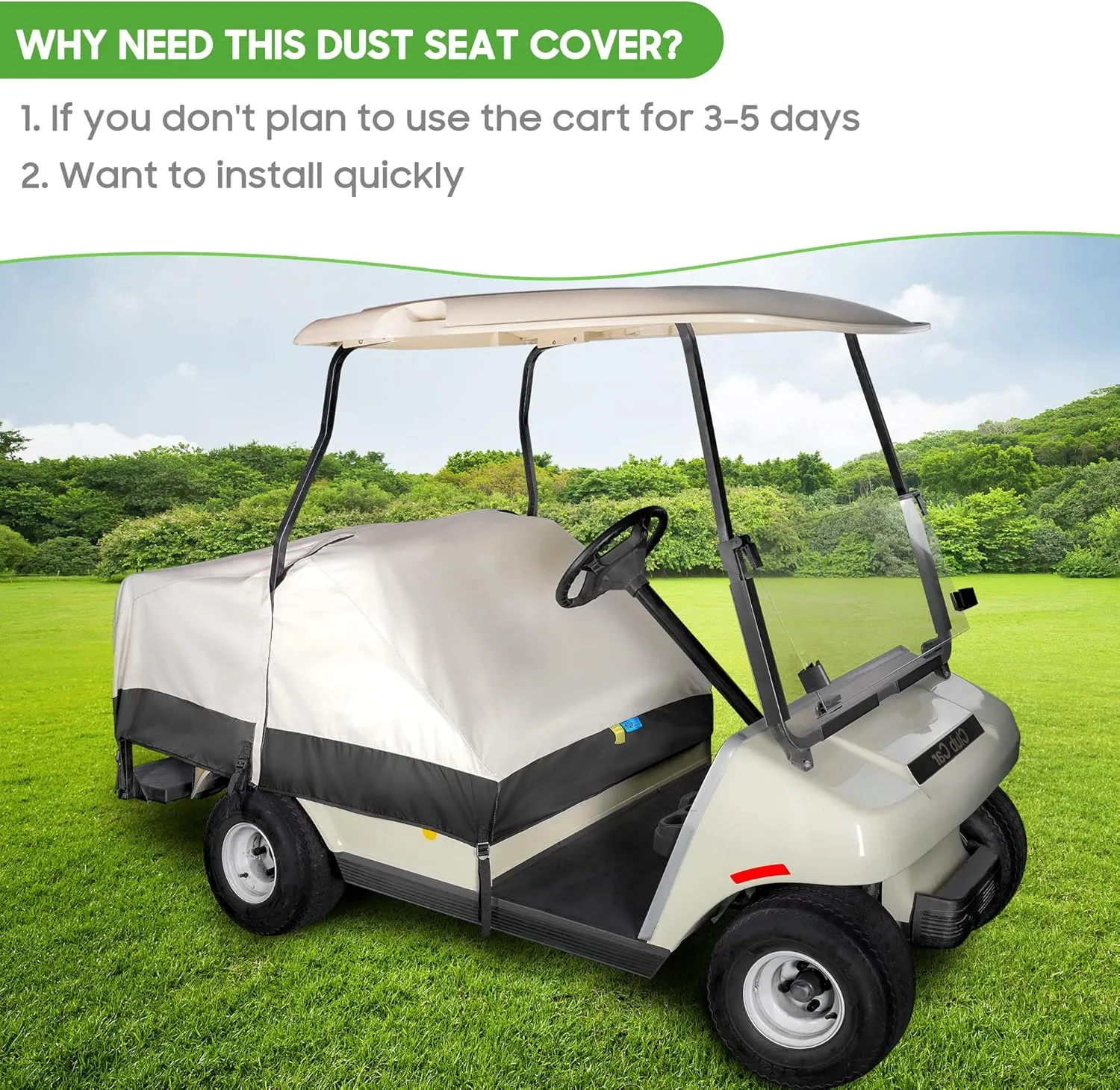 10L0L Waterproof Golf Cart Seat Cover for Yamaha EZGO Club Car, 4 Passenger Universal Fit, Keep Seats Dry and Protected - Beige and Black