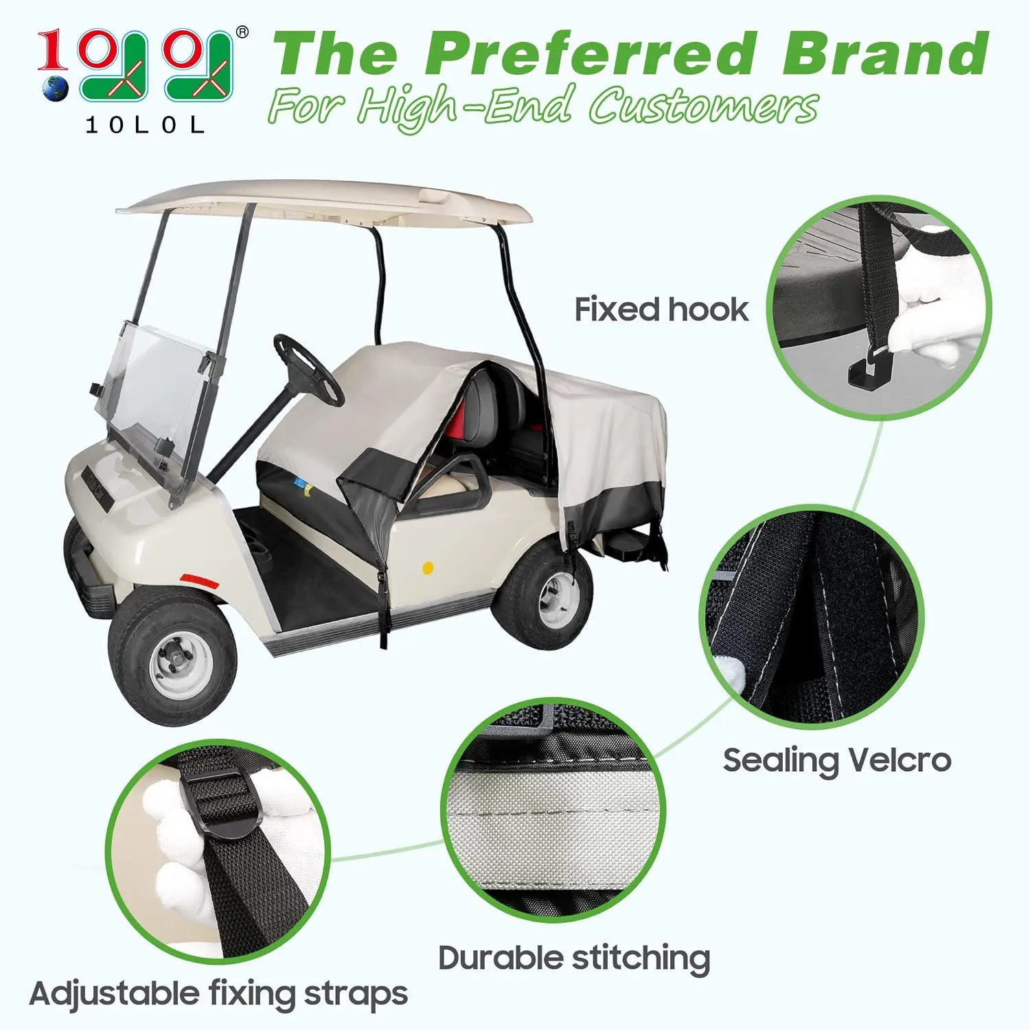 10L0L Waterproof Golf Cart Seat Covers 4 Passenger Universal Fits, Dustproof & UV-Resistant - Perfect Fit for Yamaha/EZGO/Club Car & Most Golf Carts Heavy-Duty All-Weather Protection