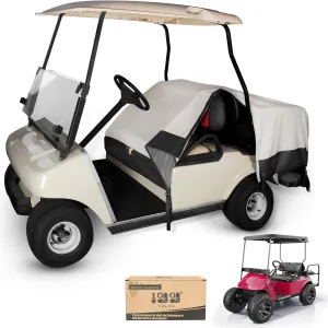 10L0L Waterproof Golf Cart Seat Covers 4 Passenger Universal Fits, Dustproof & UV-Resistant - Perfect Fit for Yamaha/EZGO/Club Car & Most Golf Carts Heavy-Duty All-Weather Protection