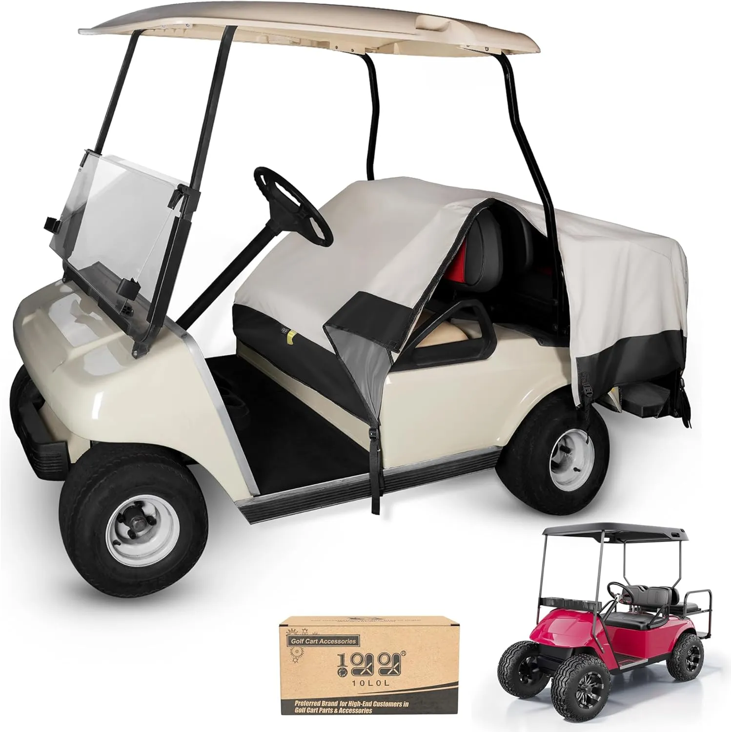 10L0L Waterproof Golf Cart Seat Covers 4 Passenger Universal Fits, Dustproof & UV-Resistant - Perfect Fit for Yamaha/EZGO/Club Car & Most Golf Carts Heavy-Duty All-Weather Protection