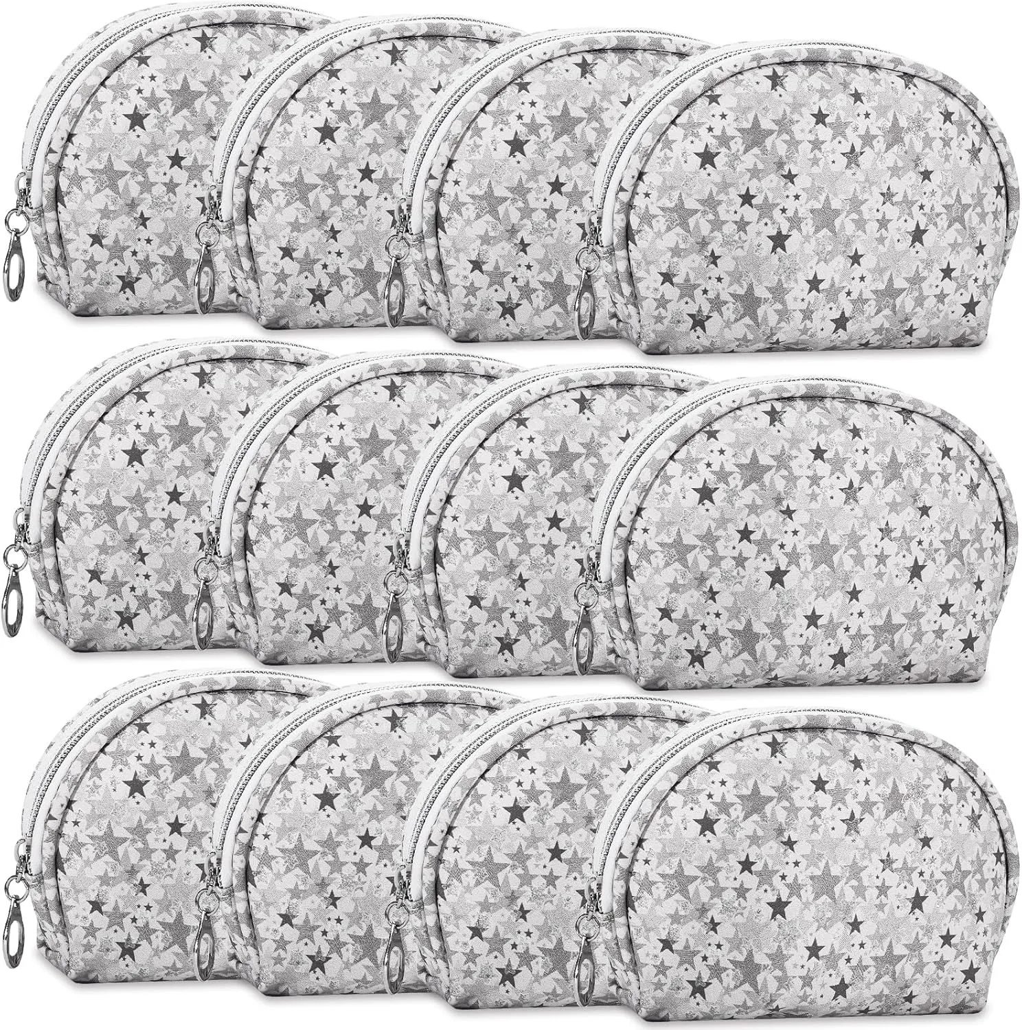 12 Pieces Small Cosmetic Bags, Waterproof Mini Makeup Pouch with Zipper, Toiletry Bag for Travel Portable Organizer Storage Purse for Women (Grey)