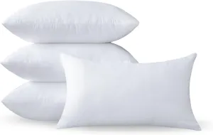 12 x 20 Pillow Insert Set of 4 - Premium Soft and Fluffy Small Lumbar Pillow Sofa Decorative White Rectangle Throw Pillow Inserts Stuffing for Living Room Couch and Bedroom Interior Cushions