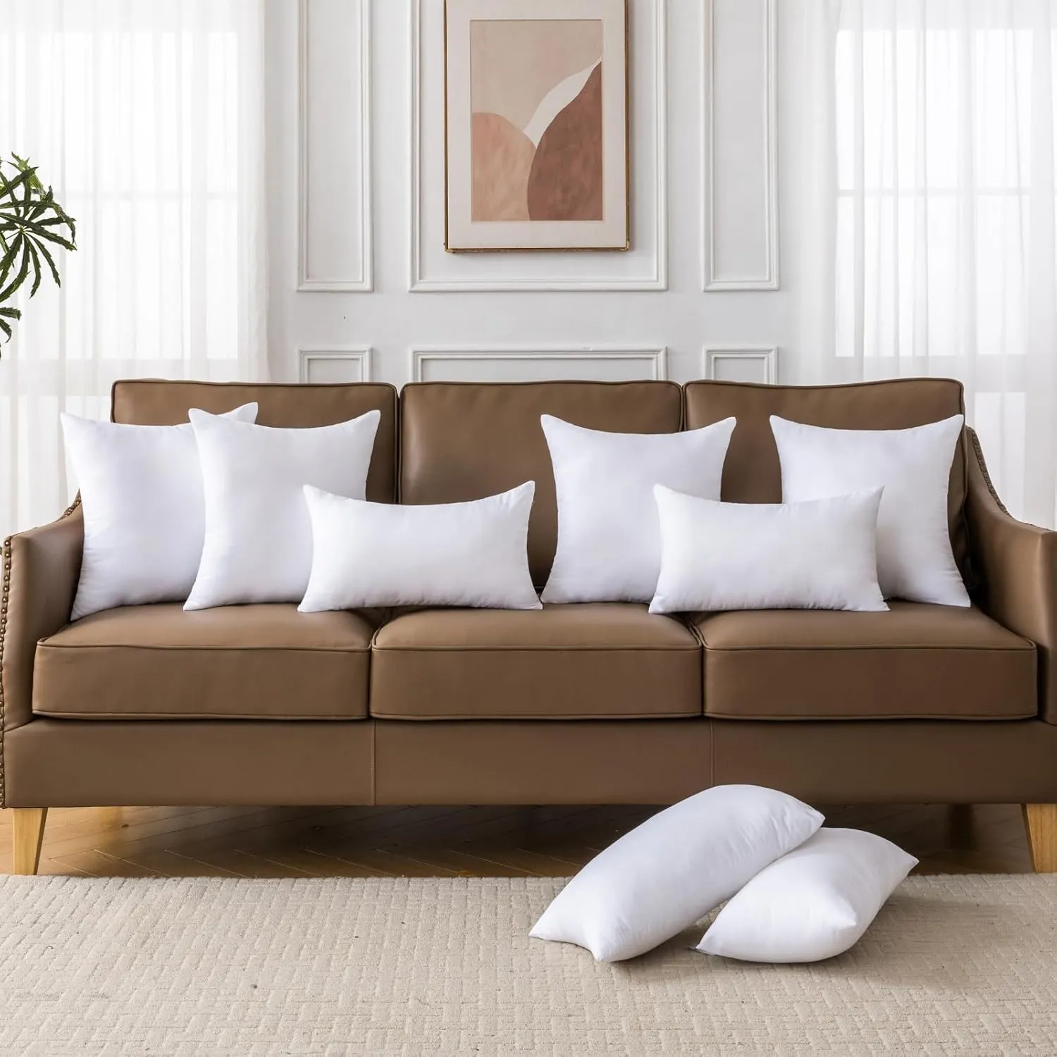 12 x 20 Pillow Insert Set of 4 - Premium Soft and Fluffy Small Lumbar Pillow Sofa Decorative White Rectangle Throw Pillow Inserts Stuffing for Living Room Couch and Bedroom Interior Cushions