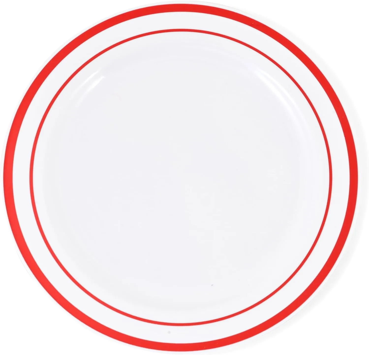 120-Piece Premium Salad Plates Set - Disposable White Plastic With Red Rim for Party and Wedding