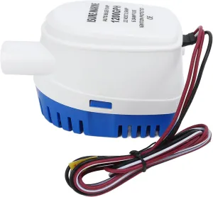 12V Automatic Bilge Pump, Built In Float Switch, Easy to Clean Filter, Corrosions, for Boats and Marine Use (1200GPH)