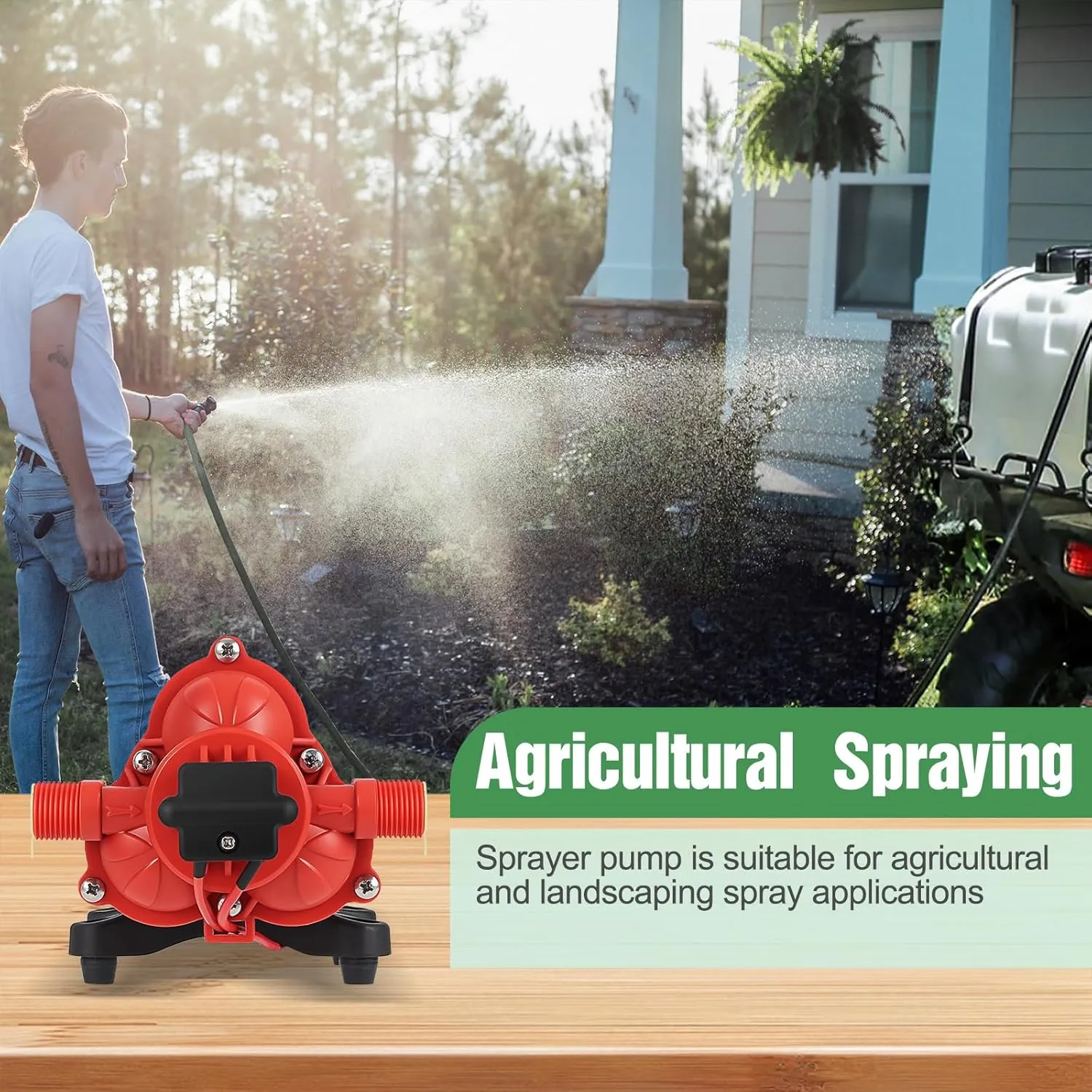12V Pump, 2.5gpm-8amp-60psi, Chemical and Corrosion Resistant, Compatible with Roundup, Diaphragm Pump with Pressure Switch and Self-Priming for Agricultural Spraying, Rv, Boats, Etc