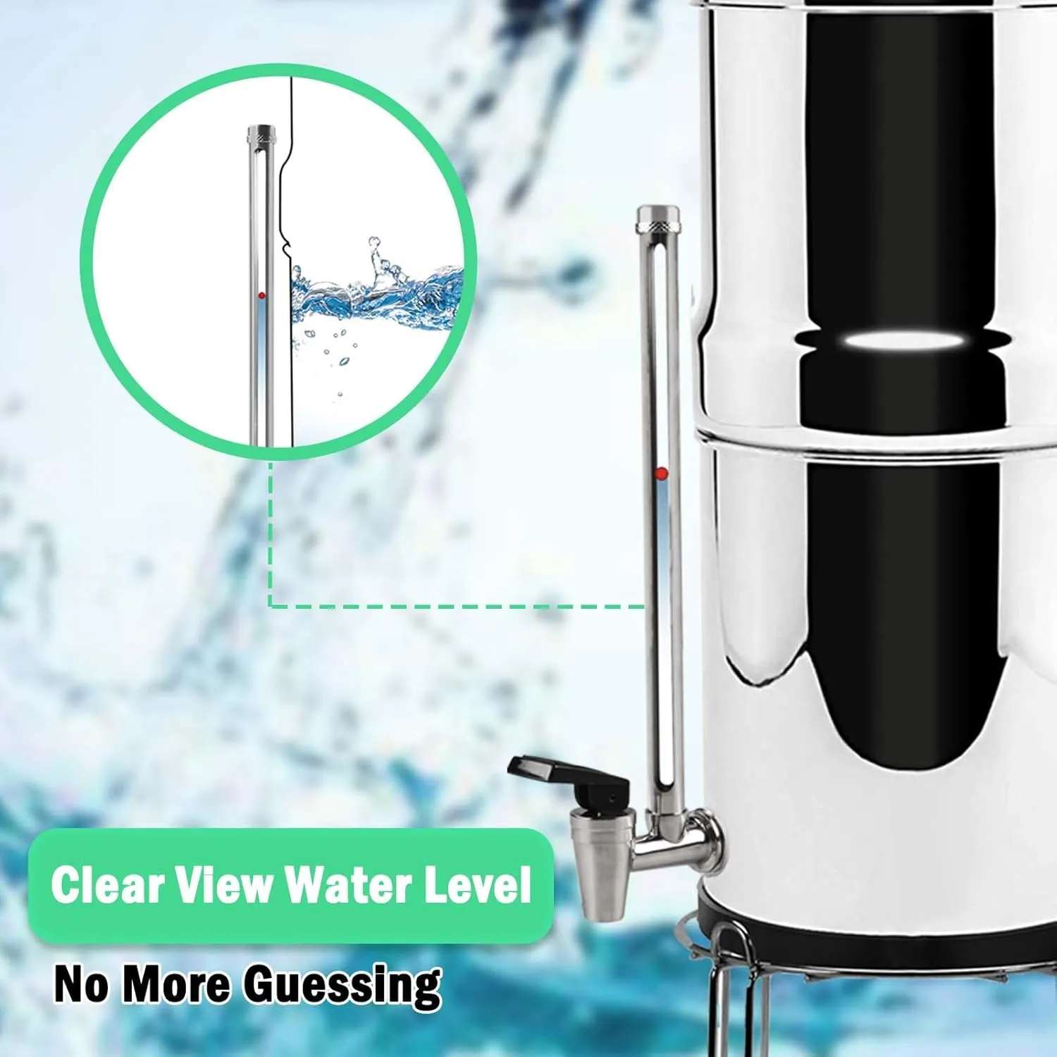 13‘’ Sight Glass Spigot with Clear View Water Level Stainless Steel Water Level View Spigot Fits Berkey Big, Royal Gravity-fed Water Filter System, and Other Gravity Filter Tank by GWENBHMTOOL