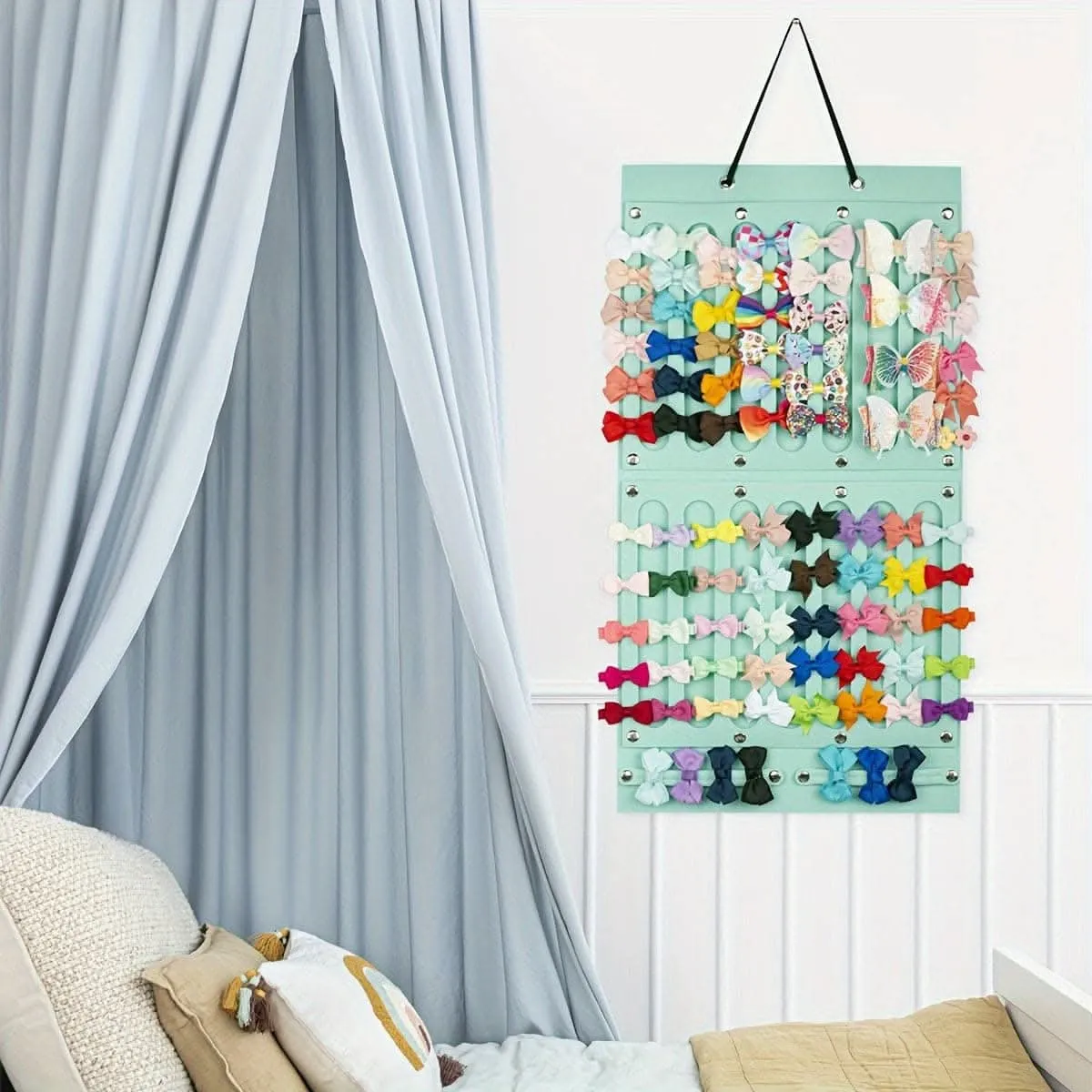 16-Ribbon Hair Bows Holder – Stylish Wall Hanging Storage