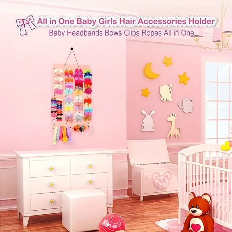 16-Ribbon Hair Bows Holder – Stylish Wall Hanging Storage