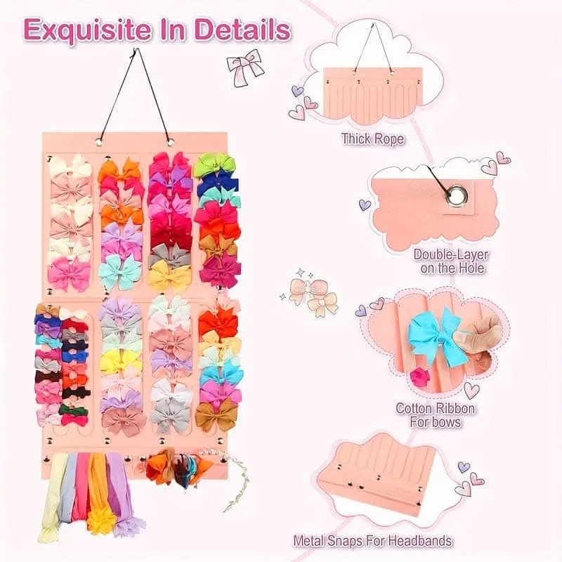 16-Ribbon Hair Bows Holder – Stylish Wall Hanging Storage