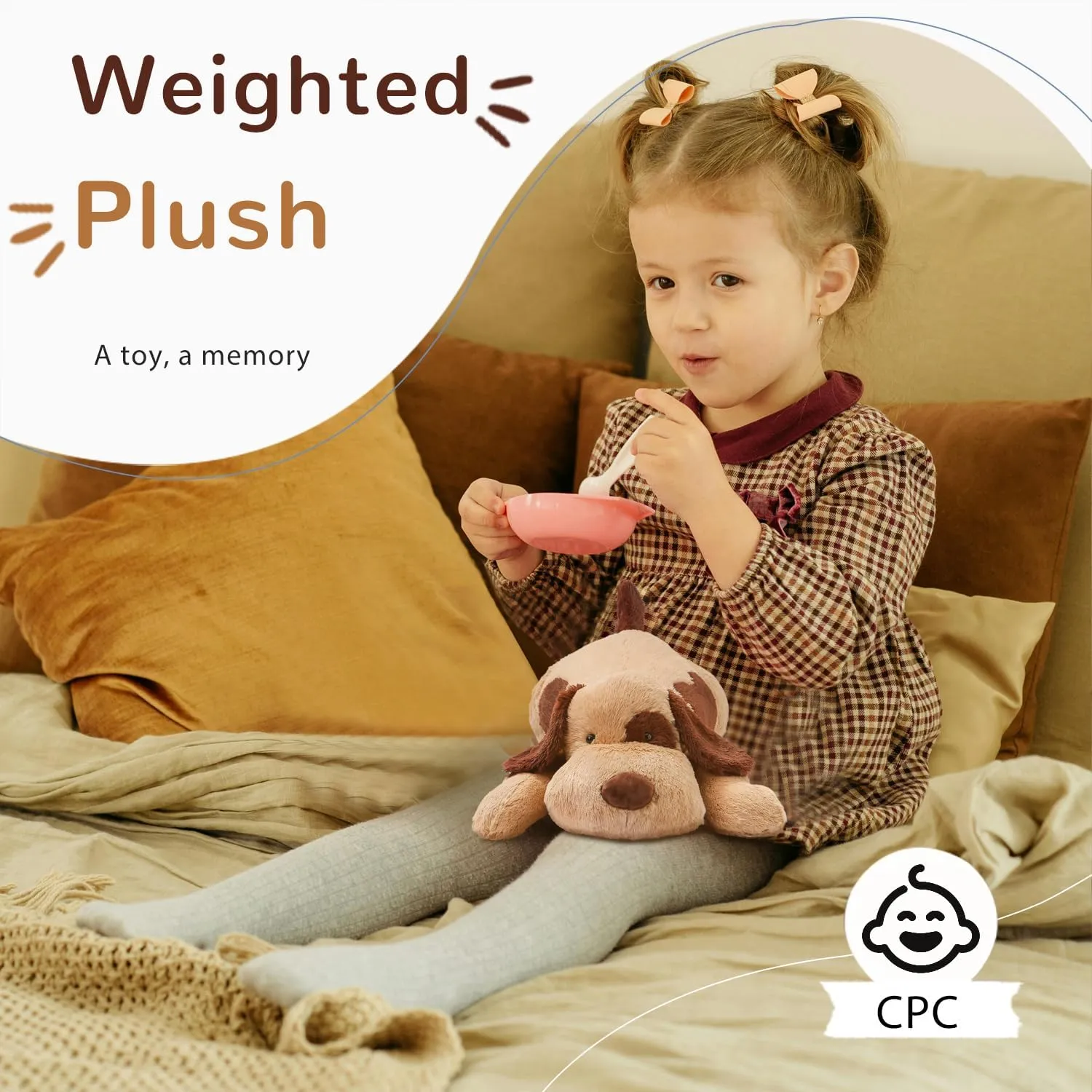 16" Weighted Dog Stuffed Animals – Small Brown Weighted Dog Pillow Toy for Kids & Adults, Soft and Huggable Puppy Plush Gift for Boys & Girls – 1.5 lbs Cute Stuffed Dog Toys