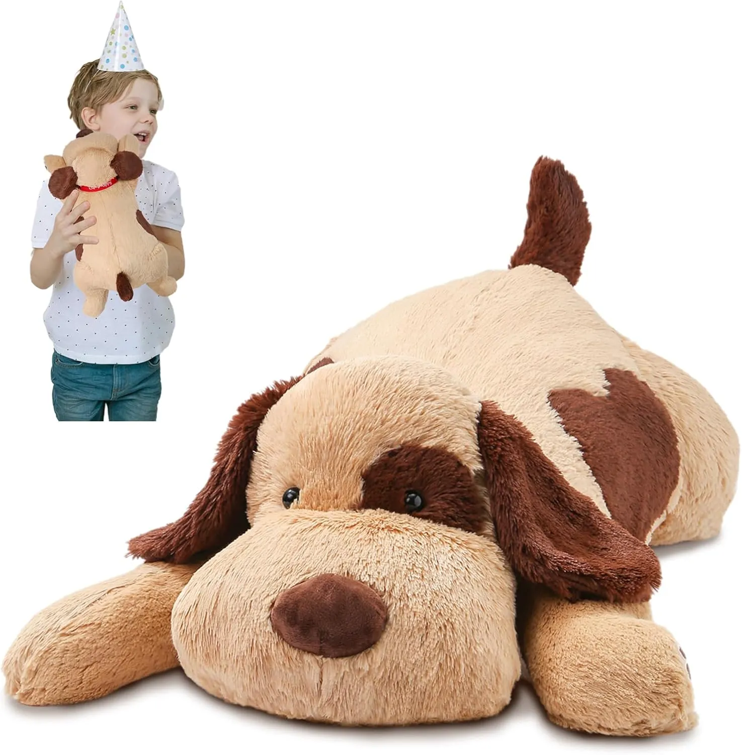16" Weighted Dog Stuffed Animals – Small Brown Weighted Dog Pillow Toy for Kids & Adults, Soft and Huggable Puppy Plush Gift for Boys & Girls – 1.5 lbs Cute Stuffed Dog Toys