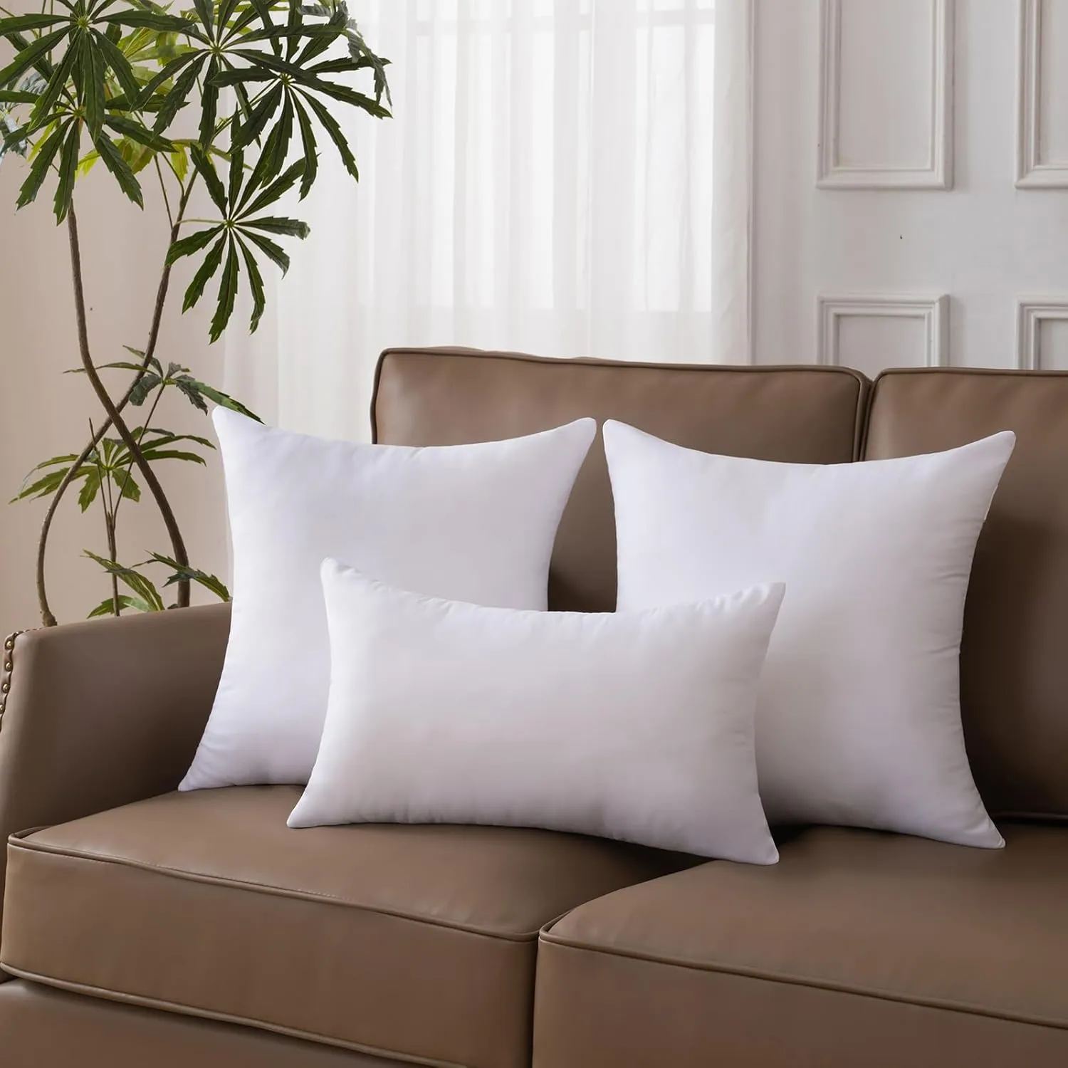 18 x 18 Pillow Inserts Set of 2 - Premium Soft and Fluffy 18 Inch Medium Sofa Decorative White Square Throw Pillow Inserts Stuffing for Living Room Couch and Bedroom Interior Cushions