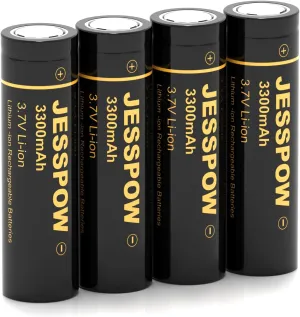 18650 Rechargeable Battery 3.7V 3300mAh Flat Top, Batteries for Flashlight, Camera, Small Fan, Outdoor Garden Lights 4 Pack