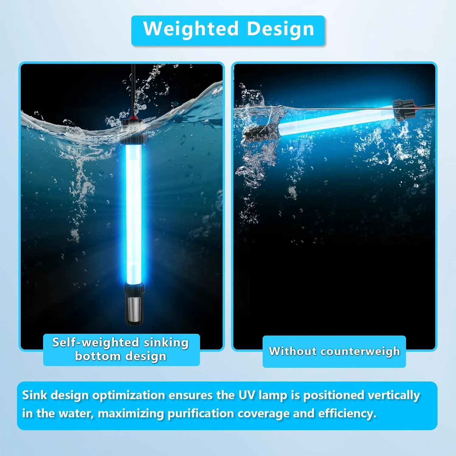 18W Aquarium UV Light for 100-1000 Gallon, UV Pond Water Clarifier for Koi Pond, Swimming Pool, Spa, Large Fish Tank, Cold Plunge UV Light for Pond Algae Control