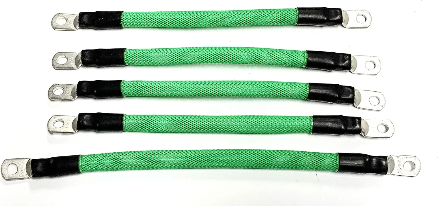 2 Gauge Golf Cart Braided Battery Cable Set, (NEON Green) E-Z-GO 1994 & UP MED/TXT 36V U.S.A Made