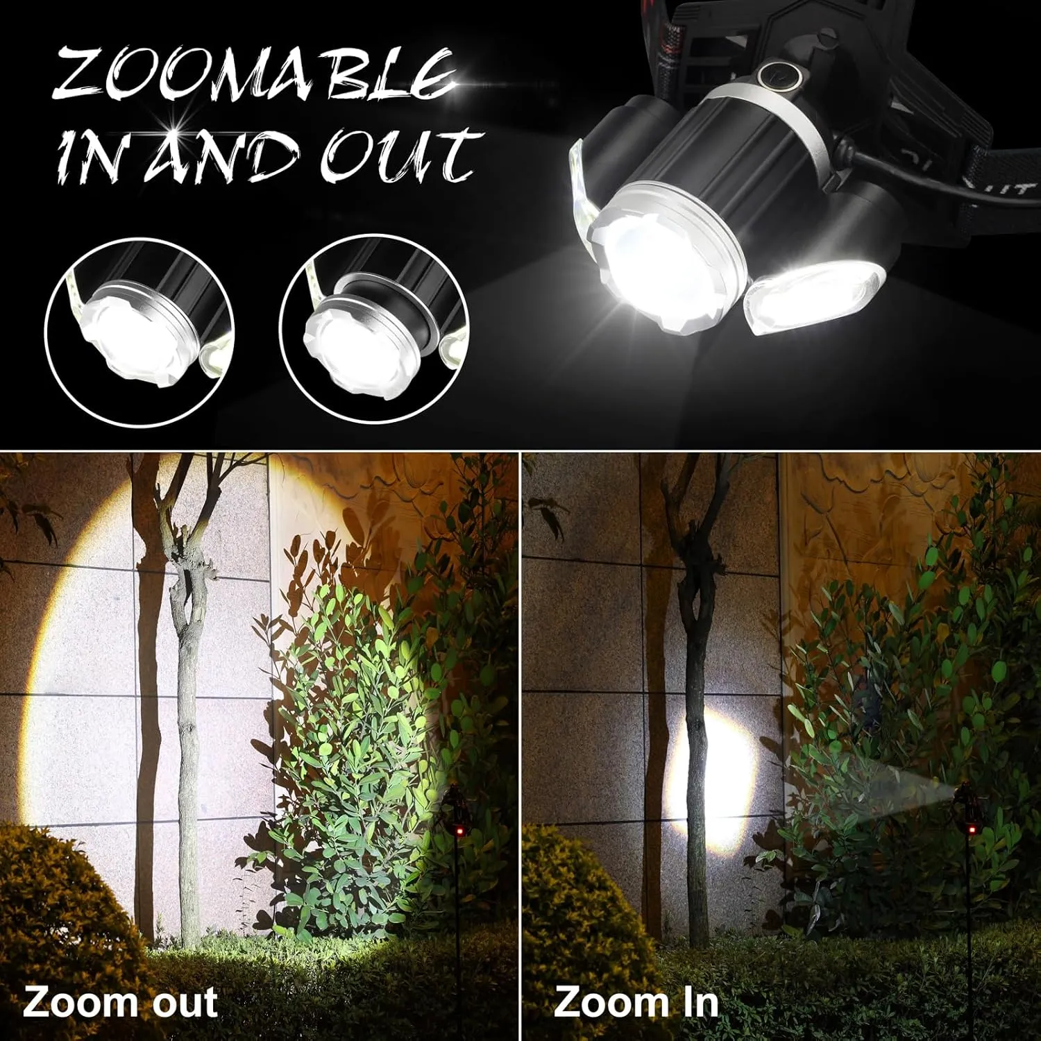 2 Pack Headlamp Rechargeable, 1500 High Lumen Head Lamp, Super Bright LED Head Light Camping Accessories with Red Light, 4 Modes USB Recharge Flashlight, Waterproof Headlight Camping Gear