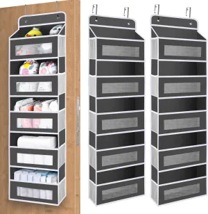 2 Pack Over The Door Organizer Storage, 5 Shelf Hanging Door with 5 Large Capacity Pockets, Anti Tilt 48 lb Load Behind Door Organizer for Bedroom, Bathroom, Pantry, Nursery