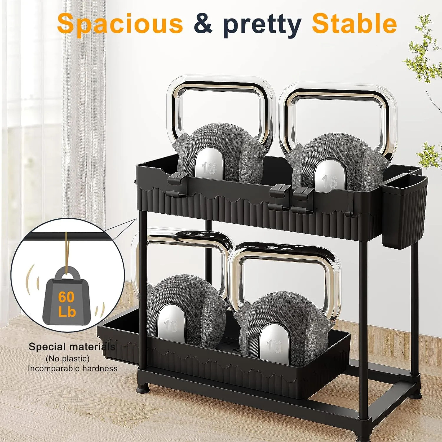 2 Pack Under Sink Organizers and Storage, 2 Tier Sliding Bathroom Organizer,Multi-Use Under Kitchen Cabinet Storage Shelf (Black 2Pack)