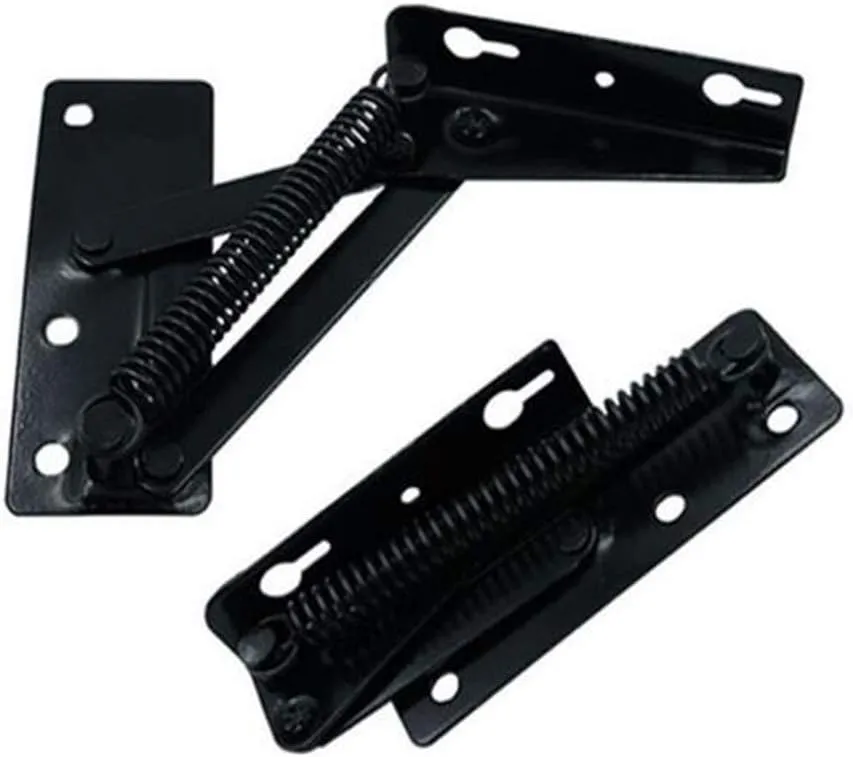 2 Pieces 80 Degree Foldable Lifting Bracket, Black Spring Hinges are widely Used in Sofa Hinge Lifters, Furniture Storage Support Hinges