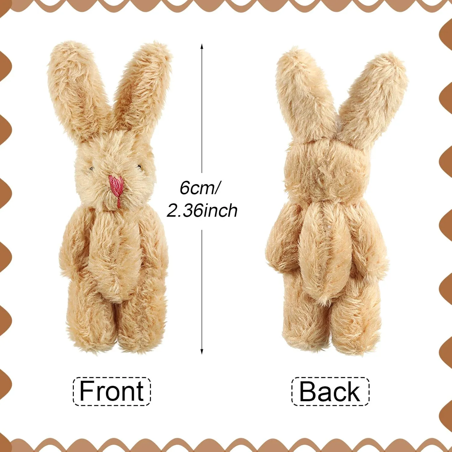 20 Pieces Easter Mini Plush Rabbit Tiny Joint Bunny 2.4 Inch Small Rabbit Doll Soft Bunny Stuffed Animal Toys for Birthday Cake Wedding Decorations Party Favors(Long Plush Style)