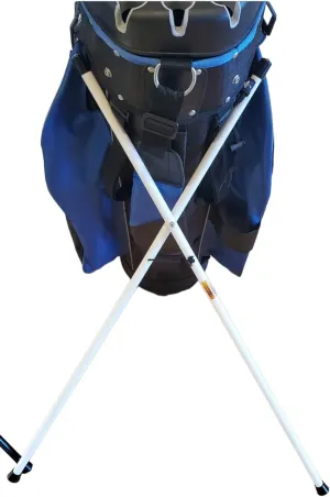 2.0: White SMART GOLF Bag STAND Attachment Foldable Legs Only, with STEEL ROPE CORD, Easy to Carry Lightweight Golf Stand, Attachable Golf Bag Accessories, White-Aluminum