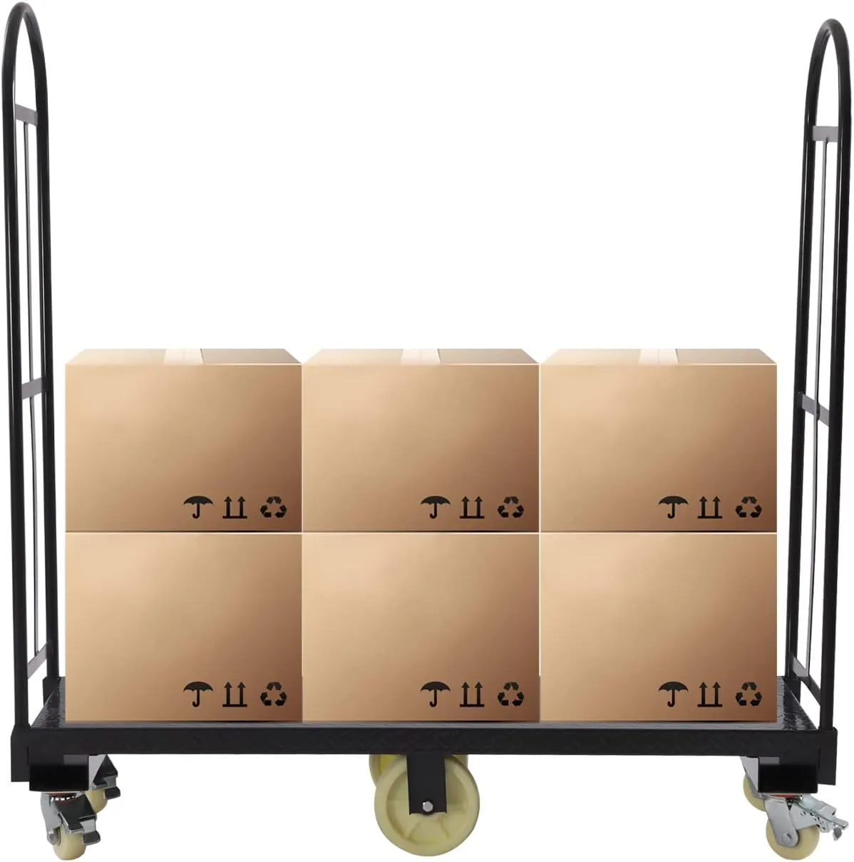 2000lbs Narrow Aisle U-Boat Platform Truck Dolly, Heavy Duty U-Boat Cart, U Boat Platform Dolly with 6 Casters for Garage,Warehouse (60.5 x 15.7 x 52.2 Inch)