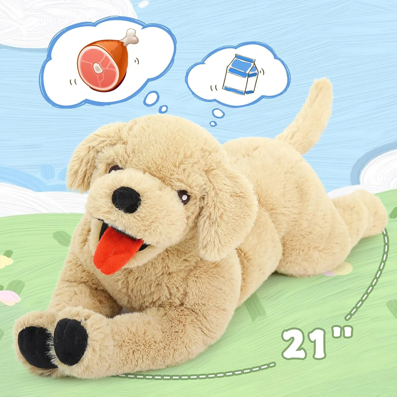 21" Dog Stuffed Animal Large Puppy Plush Golden Retriever Dogs Hugging Pillow for Kids Girlfriend, Gift for Special Day(Light Brown)