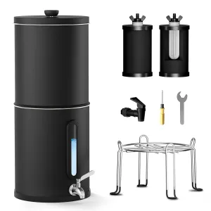 2.25G Gravity Water Filtration System - Water Level Window、NSF/ANSI 42&372 Certification,18/8 Stainless Steel Countertop Water Filter System - Reduce Up to 99.9% Chlorine, for Home, RVing