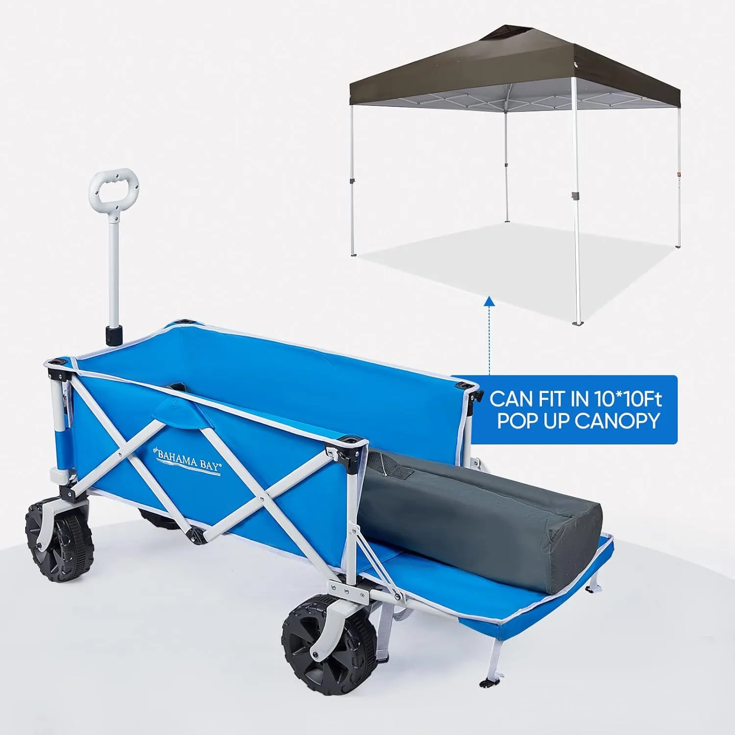 225lbs Extra Long 49" L Beach Wagon with Big Wheels for Sand, Collapsible Utility Beach Cart Heavy Duty Folding Wagon,Ideal for Outdoor Sand Camping Garden Pet
