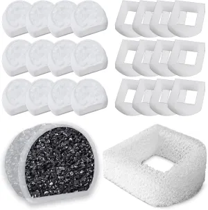 24PCS Cat Water Fountain Filter, 12 Carbon Pet Fountain Filters and 12 Foam Replacement Filters for Petsafe Fountain, Compatible with Drinkwell Fountain Filters for Avalon Pagoda etc