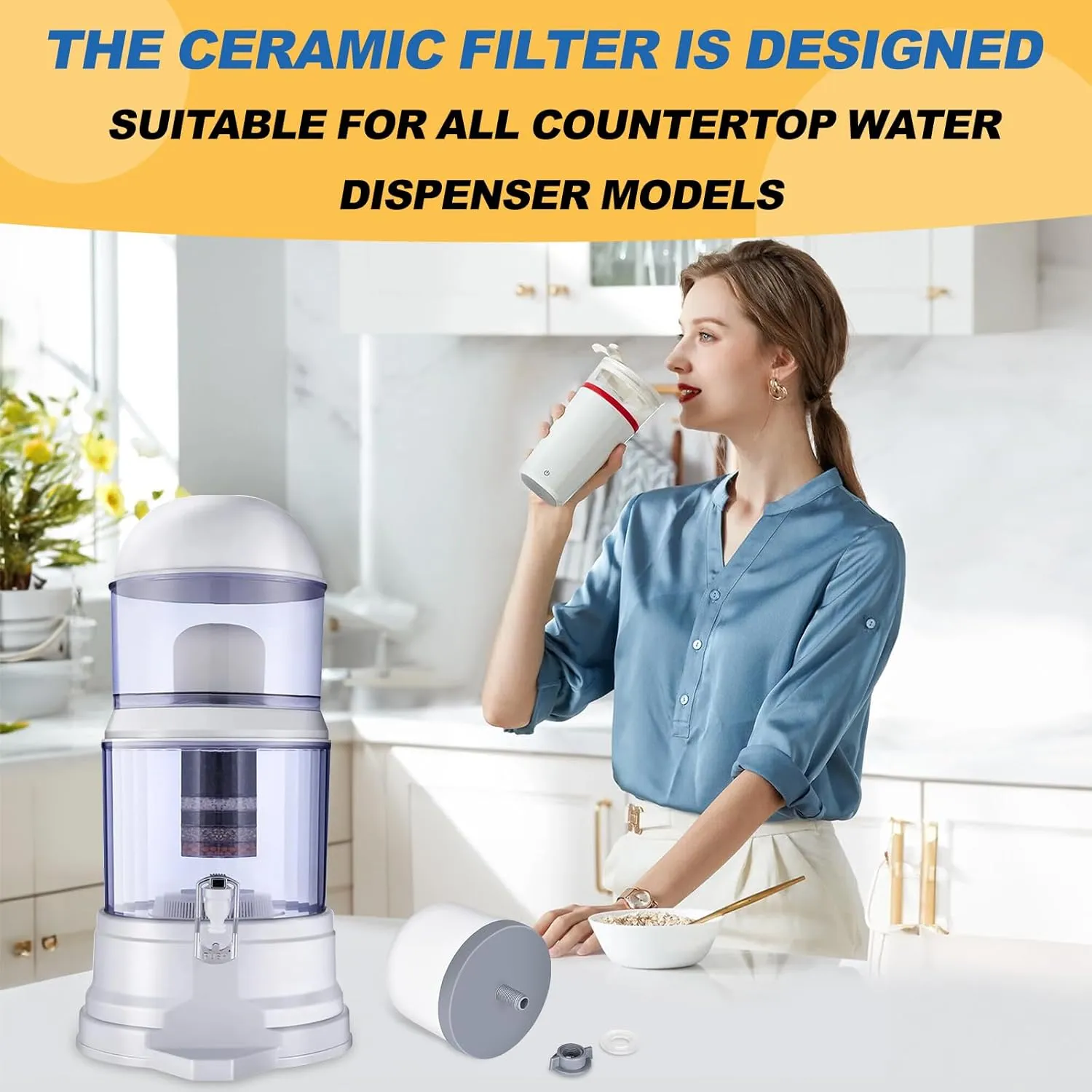 2Pack Replacement Ceramic Dome Water Filter 0.2 to 0.5 Micron for Countertop Portable Water Purification System