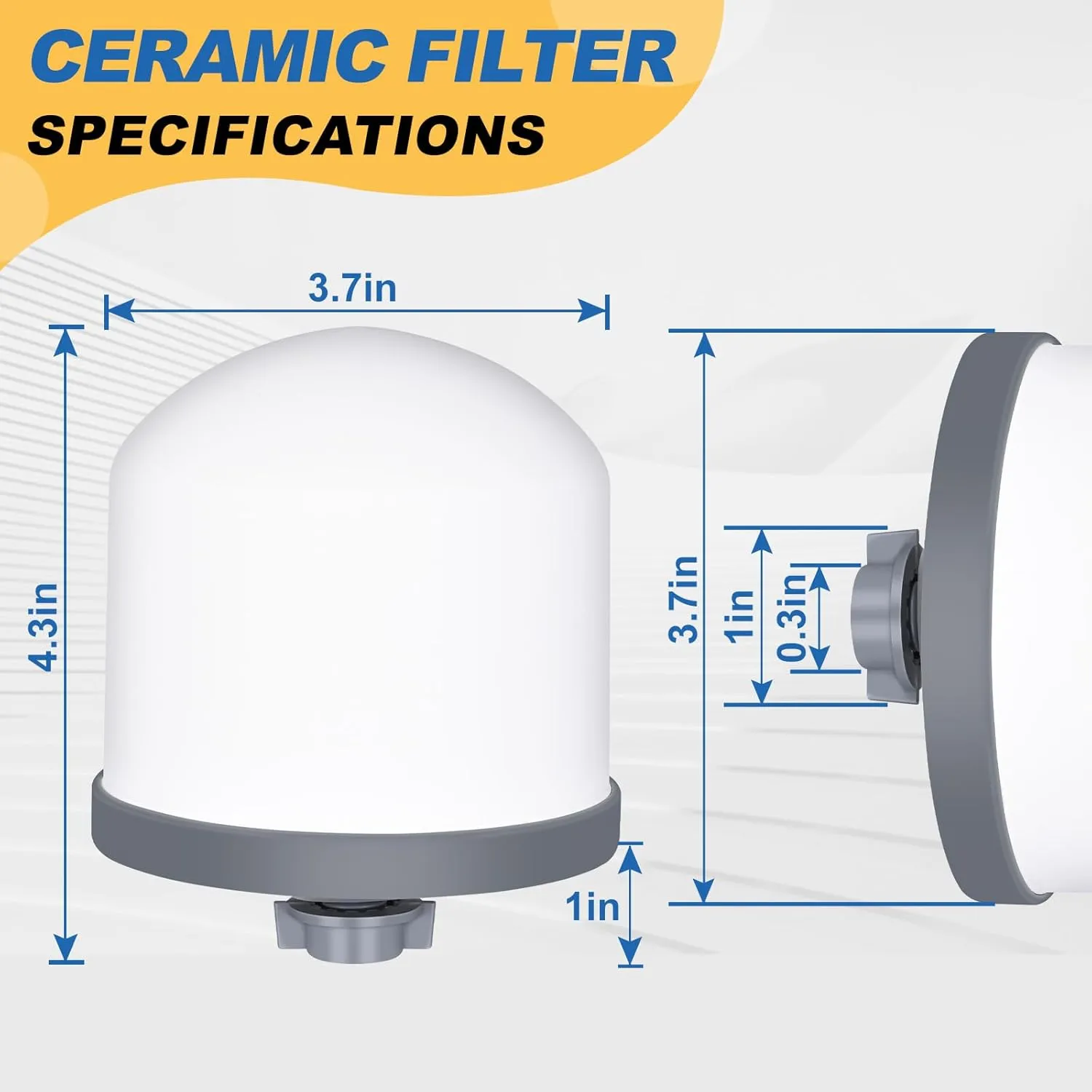 2Pack Replacement Ceramic Dome Water Filter 0.2 to 0.5 Micron for Countertop Portable Water Purification System
